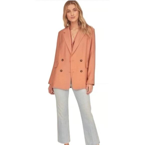 ASTR The Label Womens Oversized Slouchy Linen Blazer Medium Preppy Capsule Clay - Picture 1 of 12